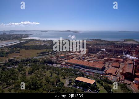 Aerial of Queensland Alumina Limited QAL smelter at Gladstone Queensland Australia Stock Photo