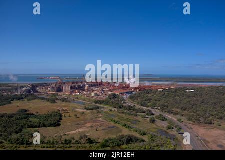 Aerial of Queensland Alumina Limited QAL smelter at Gladstone Queensland Australia Stock Photo