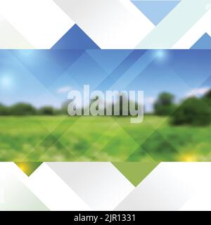 Summer landscape tech abstract geometric background. Modern technology brochure design Stock Vector