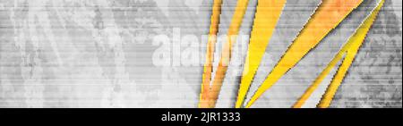 Orange and grey abstract grunge corporate banner header design. Vector background Stock Vector
