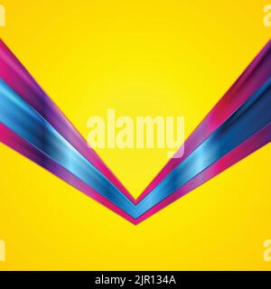 Colorful glossy tech arrows on bright yellow background. Vector design Stock Vector