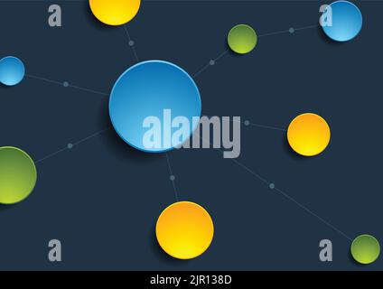 Bright circles with connect lines abstract technology background. Vector design Stock Vector