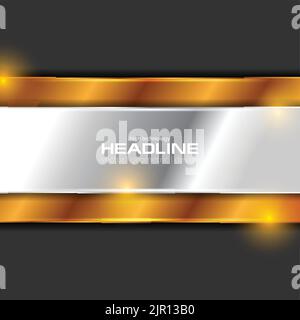 Bronze and silver plates on dark metallic perforated background. Vector technology design Stock Vector