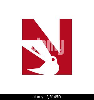 Letter N Construction Logo Combined with Construction Crane Symbol Vector Template Stock Vector