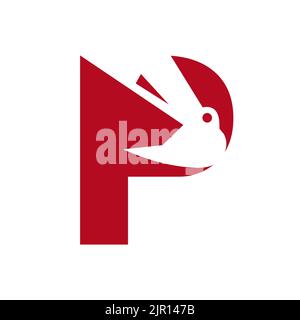 Letter P Construction Logo Combined with Construction Crane Symbol Vector Template Stock Vector