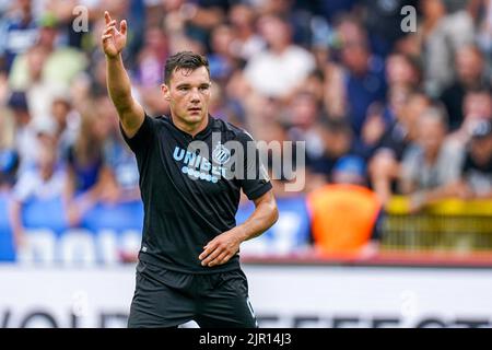 BRUGGES, BELGIUM - AUGUST 21: Ferran Jutgla of Club Brugge KV during the Jupiler Pro League match between Club Brugge KV and KV Kortrijk at the Jan Breydelstadion on August 21, 2022 in Brugges, Belgium (Photo by Joris Verwijst/Orange Pictures) Stock Photo