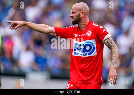 BRUGGES, BELGIUM - AUGUST 21: Kevin Vandendriessche of KV Kortrijk during the Jupiler Pro League match between Club Brugge KV and KV Kortrijk at the Jan Breydelstadion on August 21, 2022 in Brugges, Belgium (Photo by Joris Verwijst/Orange Pictures) Stock Photo