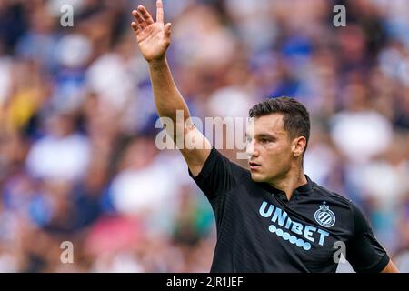 BRUGGES, BELGIUM - AUGUST 21: Ferran Jutgla of Club Brugge KV during the Jupiler Pro League match between Club Brugge KV and KV Kortrijk at the Jan Breydelstadion on August 21, 2022 in Brugges, Belgium (Photo by Joris Verwijst/Orange Pictures) Stock Photo