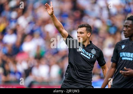 BRUGGES, BELGIUM - AUGUST 21: Ferran Jutgla of Club Brugge KV during the Jupiler Pro League match between Club Brugge KV and KV Kortrijk at the Jan Breydelstadion on August 21, 2022 in Brugges, Belgium (Photo by Joris Verwijst/Orange Pictures) Stock Photo