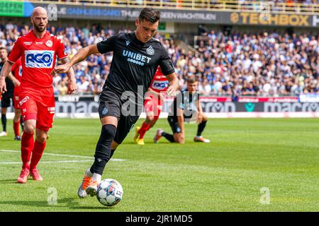 BRUGGES, BELGIUM - AUGUST 21: Ferran Jutgla of Club Brugge KV during the Jupiler Pro League match between Club Brugge KV and KV Kortrijk at the Jan Breydelstadion on August 21, 2022 in Brugges, Belgium (Photo by Joris Verwijst/Orange Pictures) Stock Photo