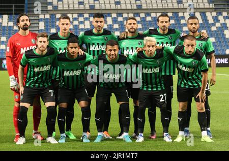 Foto Michele Nucci/LaPresse 20 Agosto 2022 - Reggio Emilia, Italia  sport calcio  Sassuolo Calcio u.s. Vs. Lecce u.s. - Campionato di calcio Serie A TIM 2022/2023 - stadio &#x201c;Mapei&#x201d; Nella foto: formazione del Sassuolo  Photo Michele Nucci/LaPresse  August 20, 2022 - Reggio Emilia, Italy  sport soccer  Sassuolo calcio u.s. Vs. Lecce u.s.  - Italian Football Championship League A TIM 2022/2023 - &#x201c;Mapei&#x201d; stadium In the pic: Sassuolo team Stock Photo