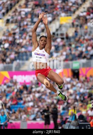 Abigail Irozuru of England competing in the women’s long jump at the Commonwealth Games at Alexander Stadium, Birmingham, England, on 5th August, 2022 Stock Photo