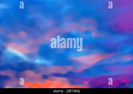 Mottled abstract watercolor was done with wet edges creating an artistic evening sunset with rolling clouds. Marbled surreal effect & texture. Stock Vector