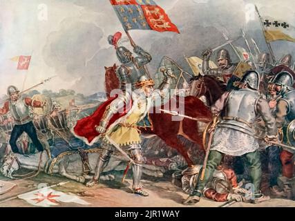 Richard III by William Shakespeare. Act V, Scene 4. 'A horse! a horse! my  kingdom for a horse!' ( Liebig card advert Stock Photo - Alamy