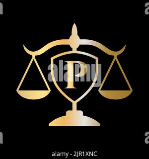 Initial Letter P Law Firm Logo. Legal Logo and Lawyers in Alphabet Letter P Concept Stock Vector