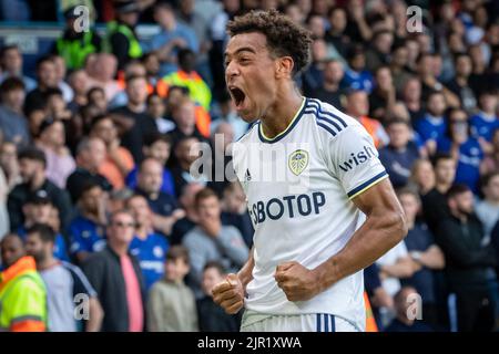 Tyler Adams #12 of Leeds United talks with Archie Gray #22 of Leeds United  after the Sky Bet Championship match Leeds United vs Cardiff City at Elland  Road, Leeds, United Kingdom, 6th