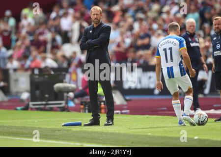 Graham Potter manager of Brighton & Hove Albion during the Premier League match between West Ham United and Brighton and Hove Albion at the London Stadium, Stratford on Sunday 21st August 2022. (Credit: Tom West | MI News) Credit: MI News & Sport /Alamy Live News Stock Photo