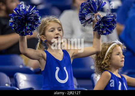 August 20, 2022: Indianapolis Colts fans cheer on their team during NFL football preseason game action between the Detroit Lions and the Indianapolis Colts at Lucas Oil Stadium in Indianapolis, Indiana. Detroit defeated Indianapolis 27-26. John Mersits/CSM. Stock Photo