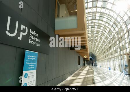 Toronto, ON, Canada - July 10 2021 : UP Express access lounge in Union Station during covid-19 pandemic period. Stock Photo