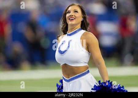 August 20, 2022: Indianapolis Colts cheerleaders perform during NFL football preseason game action between the Detroit Lions and the Indianapolis Colts at Lucas Oil Stadium in Indianapolis, Indiana. Detroit defeated Indianapolis 27-26. John Mersits/CSM. Stock Photo