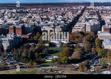 View of the White House From the top of the Washington Monument. Stock Photo