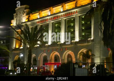 Nice, France 20 august 2022: Nice casino at night shooting with all its illumination outlining the lines and shapes. Stock Photo