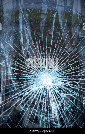 Close up of an smashed window Stock Photo
