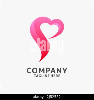 Letter P love logo design Stock Vector