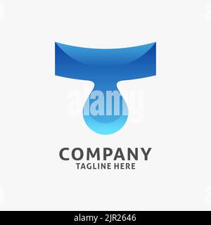Letter T water drop logo design Stock Vector