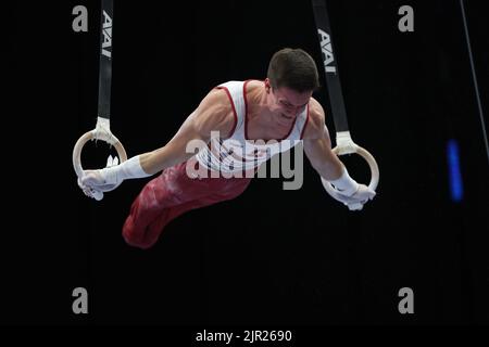 August 20, 2022: Brody Malone (Stanford University) competes during the senior men's final at the 2022 U.S. Gymnastics Championship. The event is at Amalie Arena in Tampa, FL. Melissa J. Perenson/CSM Stock Photo