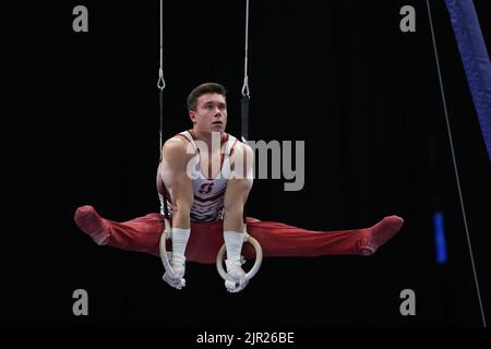 August 20, 2022: Brody Malone (Stanford University) competes during the senior men's final at the 2022 U.S. Gymnastics Championship. The event is at Amalie Arena in Tampa, FL. Melissa J. Perenson/CSM Stock Photo