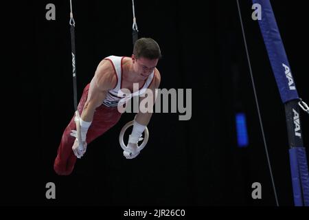 August 20, 2022: Brody Malone (Stanford University) competes during the senior men's final at the 2022 U.S. Gymnastics Championship. The event is at Amalie Arena in Tampa, FL. Melissa J. Perenson/CSM Stock Photo