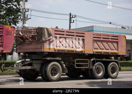 Chiangmai, Thailand -  June  13 2022: Trailer Dump truck of Thanachai Company. On road no.1001, 8 km from Chiangmai city. Stock Photo