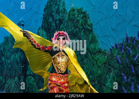 Stilt walker, Arts Alive Festival, Downtown Langley, British Columbia, Canada Stock Photo