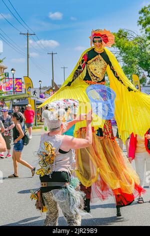 Stilt walker, Arts Alive Festival, Downtown Langley, British Columbia, Canada Stock Photo