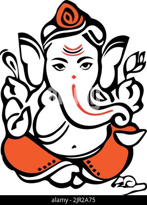 lord Ganesh. Ganesh Puja. Ganesh Chaturthi. It is used for postcards, prints, textiles, tattoo. Ornament beautiful card with God Ganesha. Stock Vector