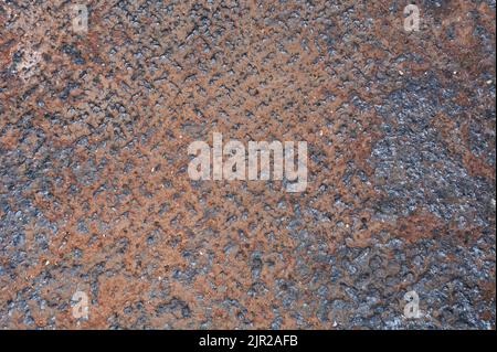 Texture of a knurled metal surface in an evident state of corrosion Stock Photo