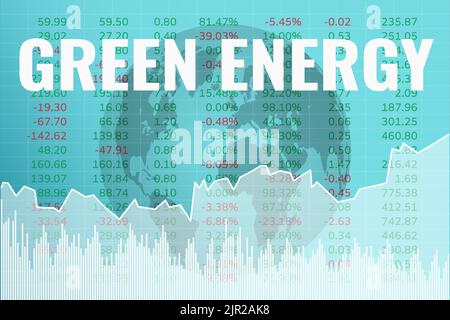 Words Green Energy on blue finance background Stock Vector