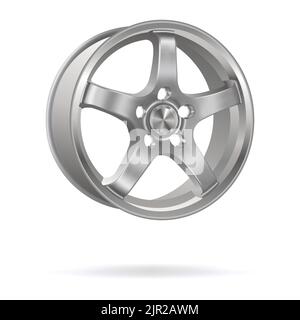 Vector illustration, car wheel, steering wheel realistic 3d icon Stock Vector