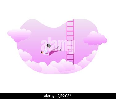 Businessman fall into the abyss. Falling businessman. Career growth. Vector illustration. Stock Vector