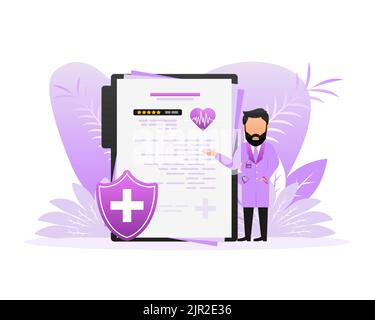 Flat medical insurance people for concept design. Health insurance concept Stock Vector