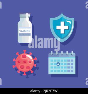 four covid19 virus icons Stock Vector