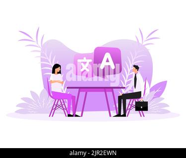 Flat icon with translate people. Vector illustration Stock Vector