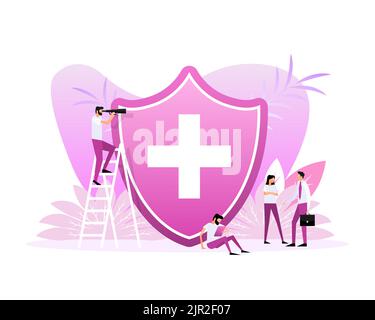 Flat medical insurance people for concept design. Health insurance concept Stock Vector
