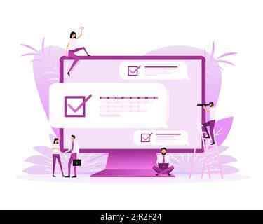 Line survey laptop in flat style green background. Vector icon. Vector flat. Line icon. Computer screen. Stock Vector