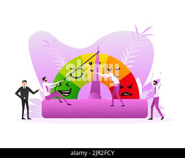 Feedback vector concept with flat people. Rank, level of satisfaction rating. Vector illustration. Stock Vector