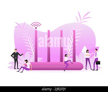 Wifi Router Device. Wireless internet concept. Router and signal. Stock Vector