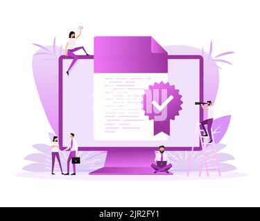 Certified document symbol. Approval process. Quality mark. Stock Vector