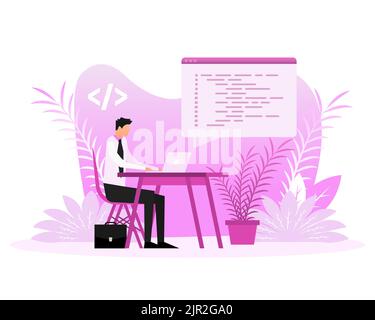 Computer programming or developing software or game. Web Development. Website coding. Stock Vector