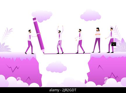Cartoon icon with people chasm. Business concept. Team concept. Stock Vector